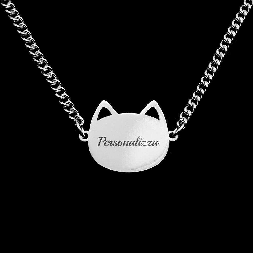 Collana Con Ciondolo Gatto In Argento E Cristalli Cechi - Regalo Perfetto Per Ragazze Amanti Dei Gatti