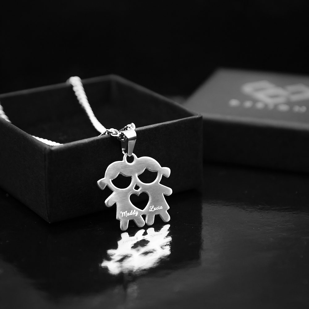 Collana in acciaio inox - "Sisters" con incisione nomi personalizzata