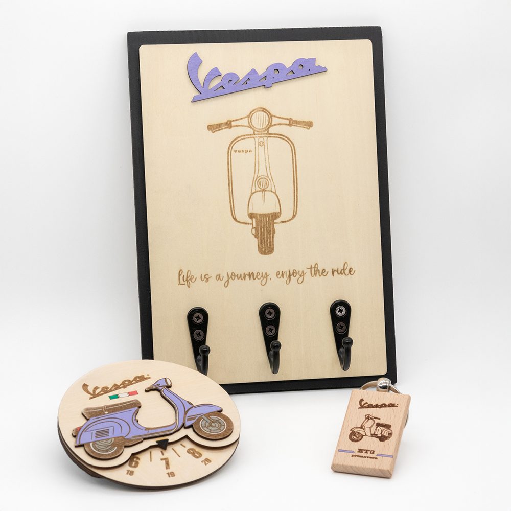 Set a tema Vespa - Portachiavi, Disco Orario e Portachiavi da parete